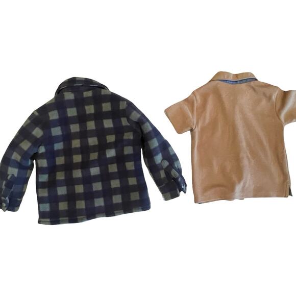 2T Boy Bundel  7 For All Mankind Sherpa Plaid Jacket + DKNY Tan Polo Shirt - Picture 2 of 7